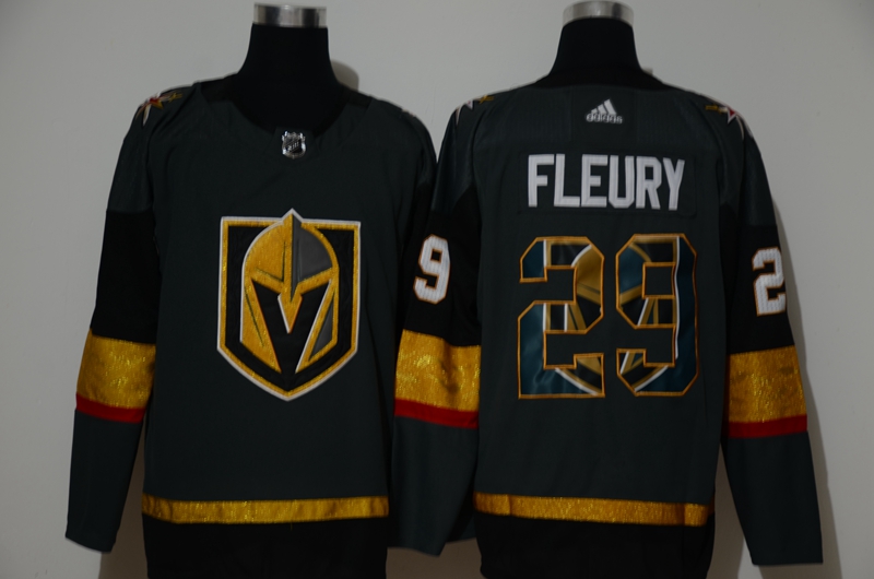 Vegas Golden Knights #29 Fleury Adidas Men gold black NHL Jersey print